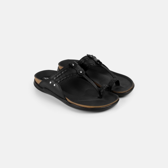 Mochi Men Black Ethnic Kolhapuris (SKU: 16-1265-11-43)