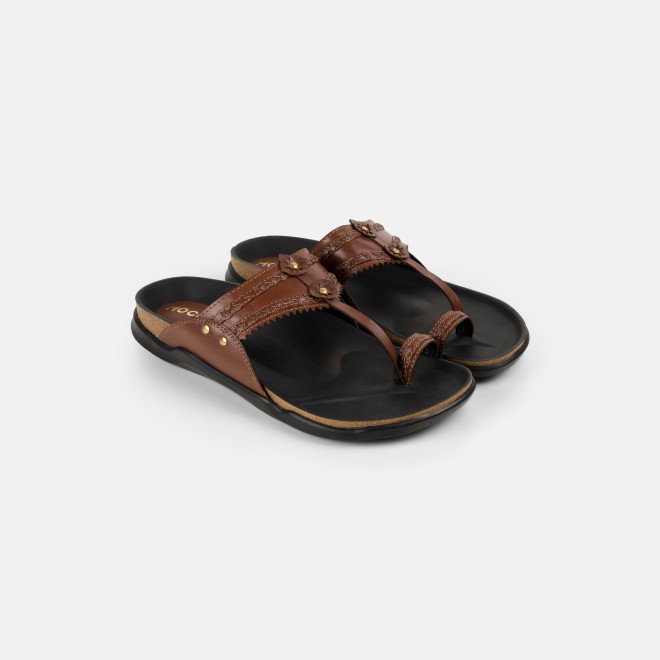 Mochi Men Tan Ethnic Kolhapuris (SKU: 16-1265-23-45)