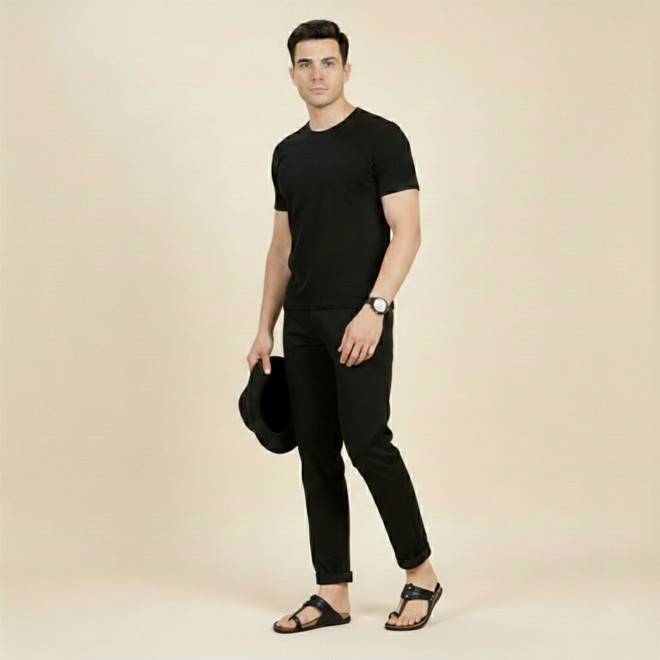 Mochi Men Black Ethnic Kolhapuris (SKU: 16-1265-11-43)