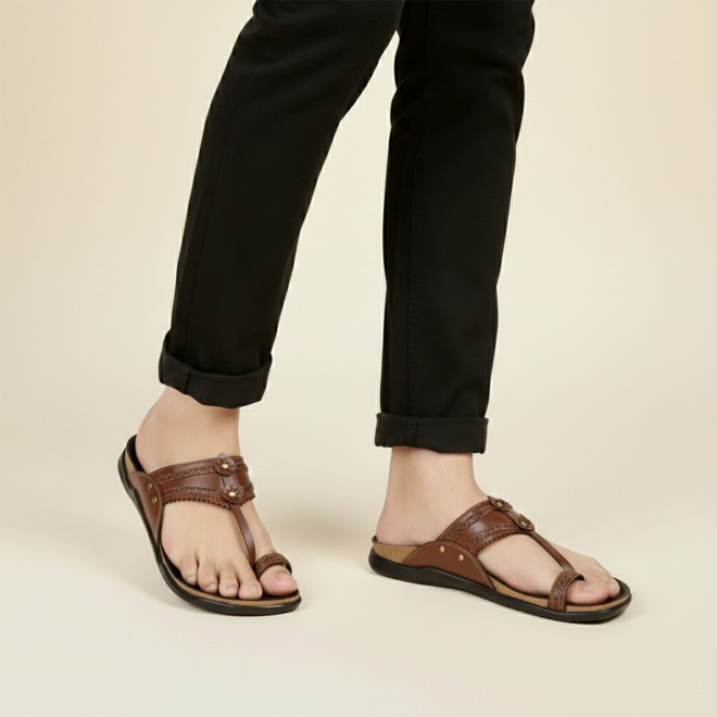 Mochi Men Tan Ethnic Kolhapuris (SKU: 16-1265-23-45)
