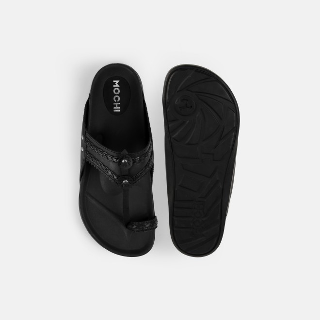 Mochi Men Black Ethnic Kolhapuris (SKU: 16-1265-11-43)