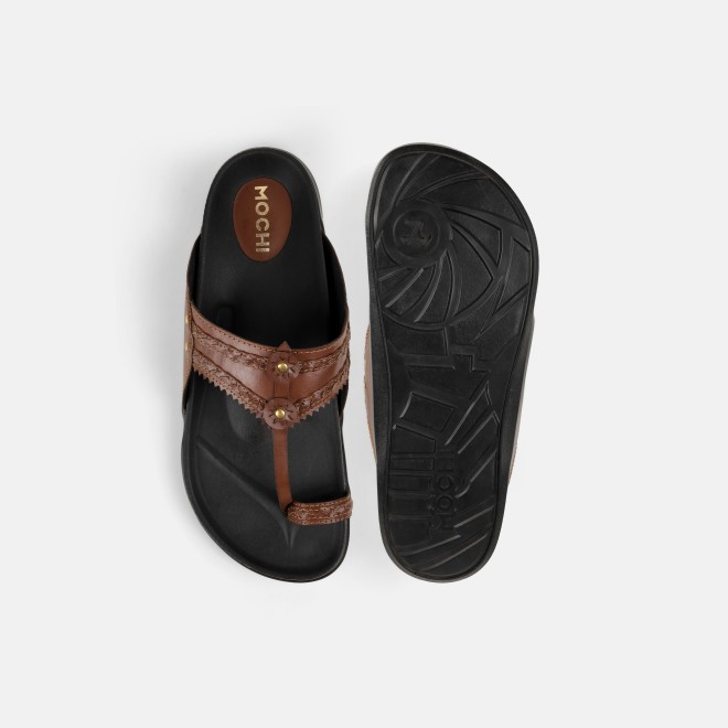 Mochi Men Tan Ethnic Kolhapuris (SKU: 16-1265-23-45)