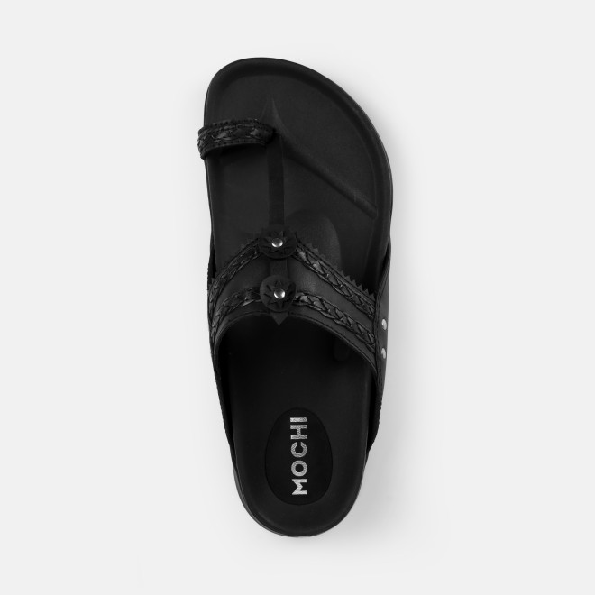 Mochi Men Black Ethnic Kolhapuris (SKU: 16-1265-11-43)