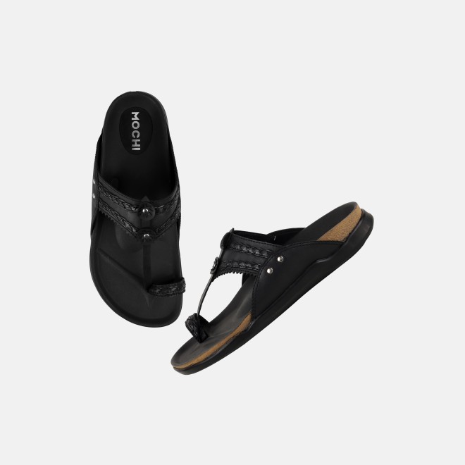 Mochi Men Black Ethnic Kolhapuris (SKU: 16-1265-11-43)