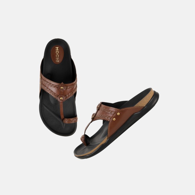 Mochi Men Tan Ethnic Kolhapuris (SKU: 16-1265-23-45)