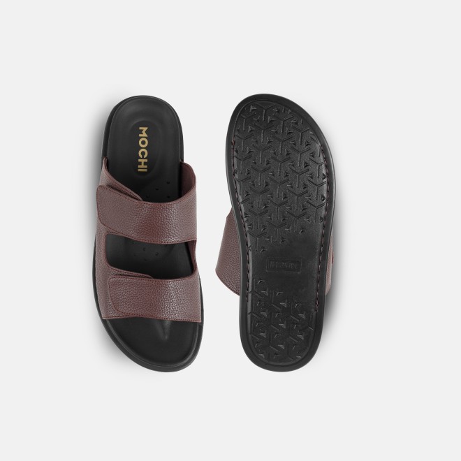 Mochi Men Brown Casual Slippers (SKU: 16-1287-12-42)