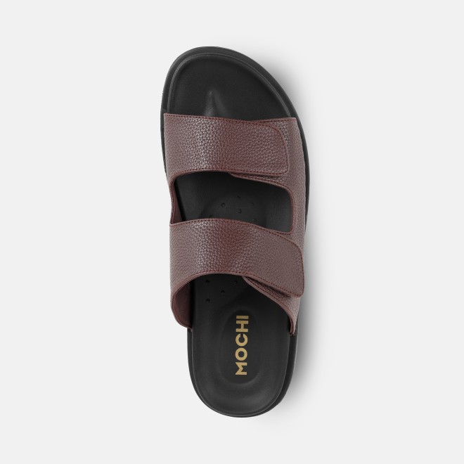 Mochi Men Brown Casual Slippers (SKU: 16-1287-12-42)