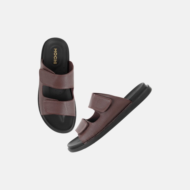 Mochi Men Brown Casual Slippers (SKU: 16-1287-12-42)