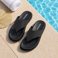 Mochi Men Black Casual Slippers