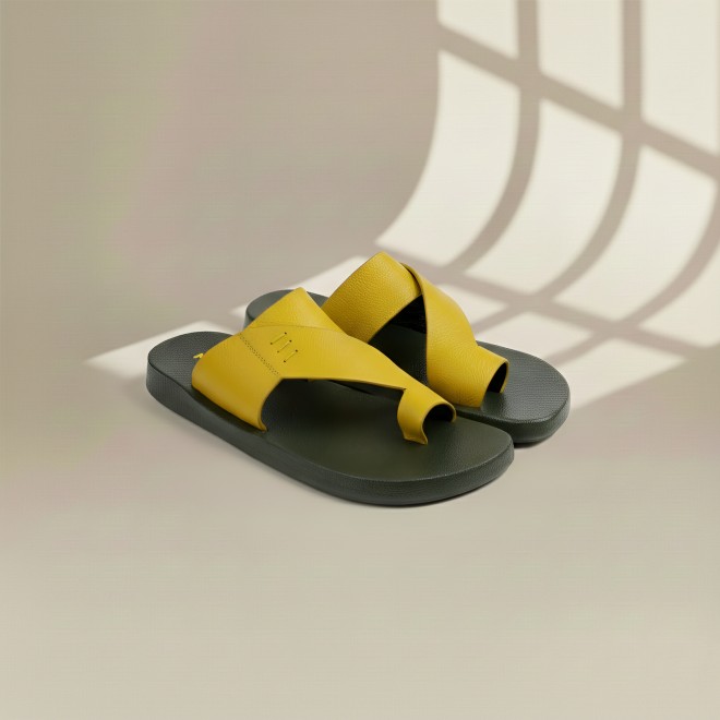 Mochi Men Yellow Casual Slippers