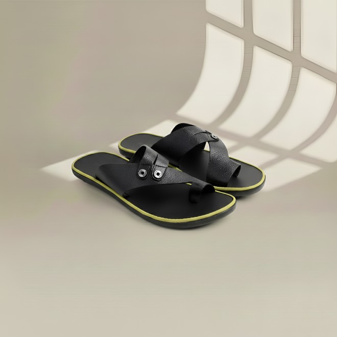 Mochi Men Black Casual Slippers