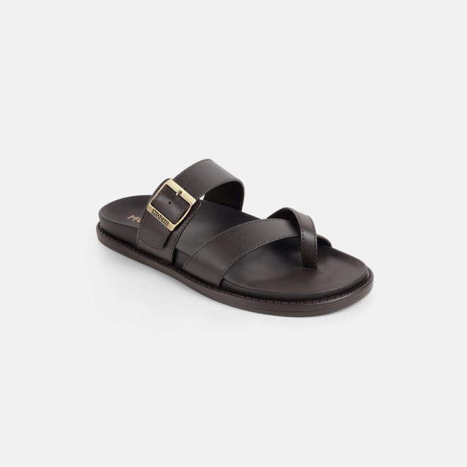 Mochi Men Brown Casual Slippers