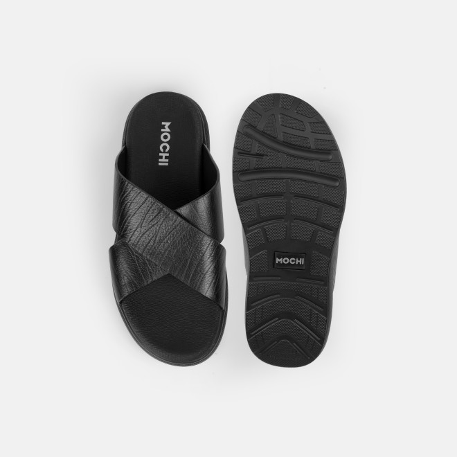 Mochi Men Black Casual Slippers (SKU: 16-1343-11-40)