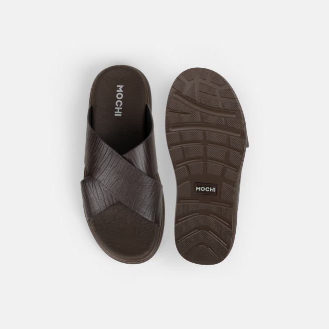 Mochi Men Brown Casual Slippers (SKU: 16-1343-12-40)