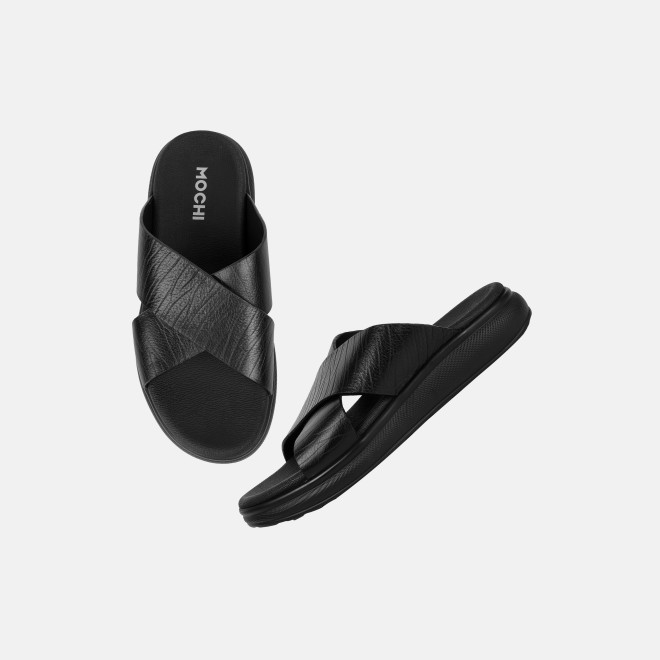 Mochi Men Black Casual Slippers (SKU: 16-1343-11-40)