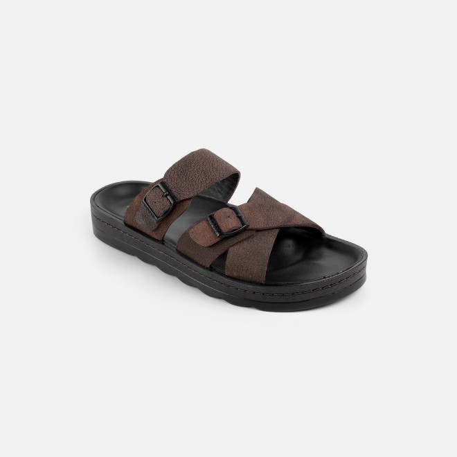 Mochi Men Brown Casual Slippers (SKU: 16-1372-12-40)