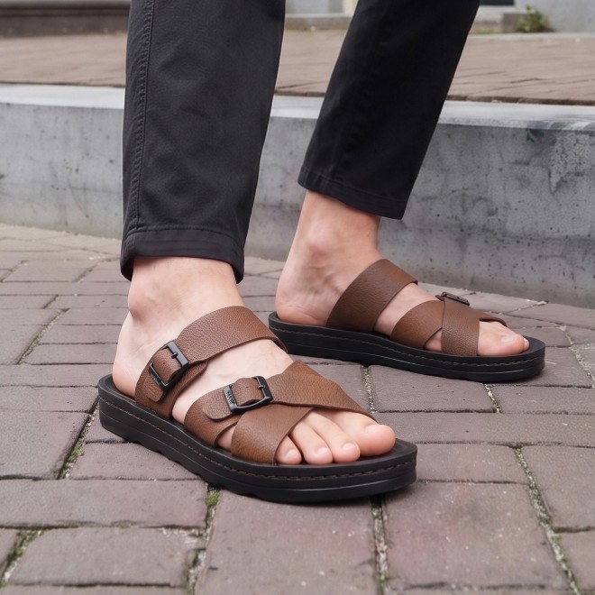 Mochi Men Tan Casual Slippers (SKU: 16-1372-23-40)