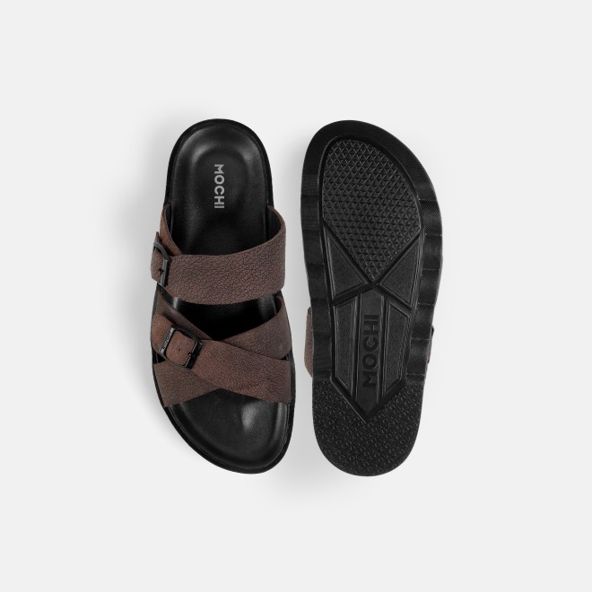 Mochi Men Brown Casual Slippers (SKU: 16-1372-12-40)