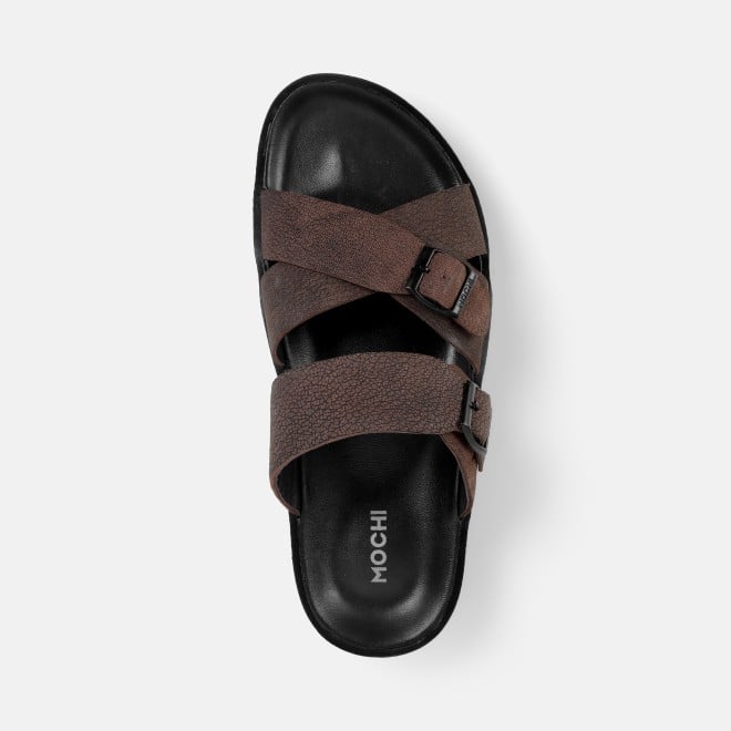 Mochi Men Brown Casual Slippers (SKU: 16-1372-12-40)