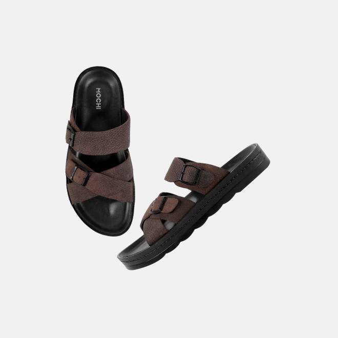 Mochi Men Brown Casual Slippers (SKU: 16-1372-12-40)