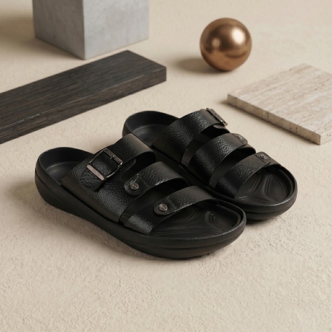 Mochi Men Black Casual Slippers (SKU: 16-1391-11-40) Mochi Men Black Casual Slippers (SKU: 16-1391-11-40)