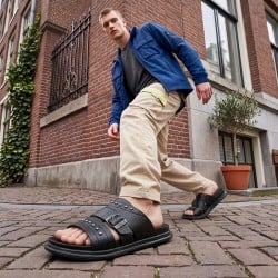 Mochi Men Black Casual Slippers