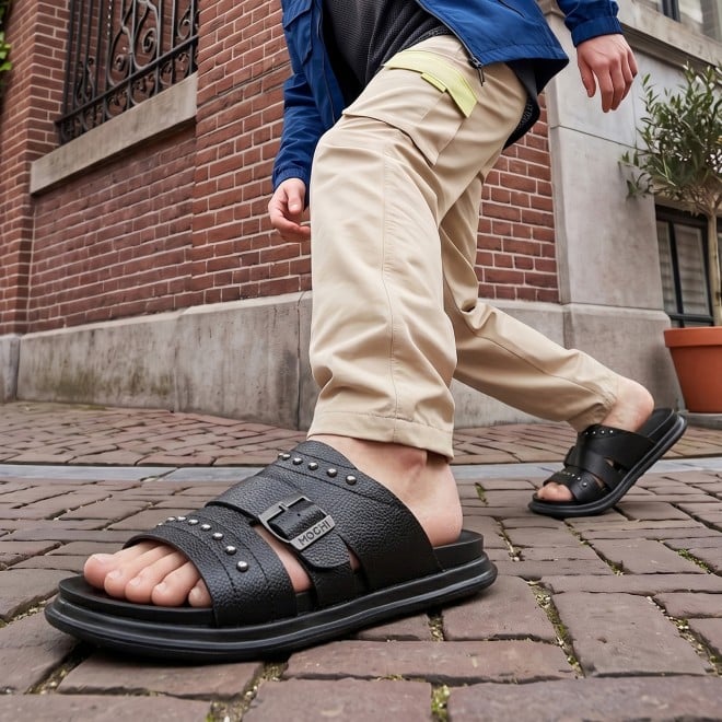 Mochi Men Black Casual Slippers (SKU: 16-1392-11-40) Mochi Men Black Casual Slippers (SKU: 16-1392-11-40)