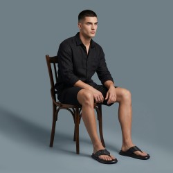 Mochi Men Black Casual Slippers