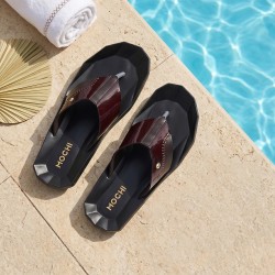 Mochi Men Brown Casual Slippers