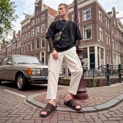 Mochi Men Brown Casual Slippers