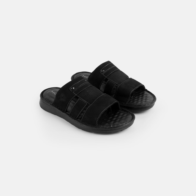 Mochi Men Black Casual Slippers (SKU: 16-1428-11-40)