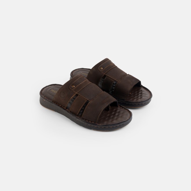 Mochi Men Brown Casual Slippers (SKU: 16-1428-12-40)