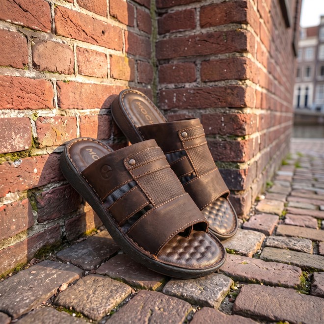 Mochi Men Brown Casual Slippers (SKU: 16-1428-12-40)