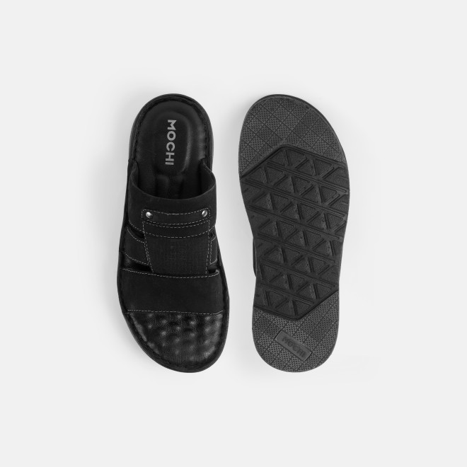Mochi Men Black Casual Slippers (SKU: 16-1428-11-40)
