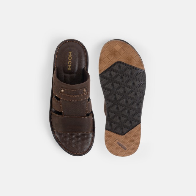Mochi Men Brown Casual Slippers (SKU: 16-1428-12-40)