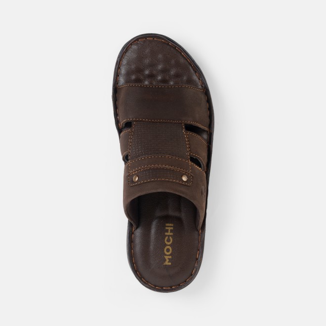 Mochi Men Brown Casual Slippers (SKU: 16-1428-12-40)