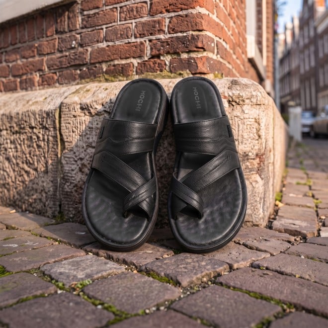 Mochi Men Black Casual Slippers (SKU: 16-1430-11-40)