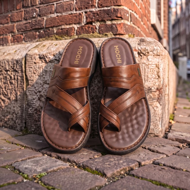 Mochi Men Tan Casual Slippers (SKU: 16-1430-23-40)