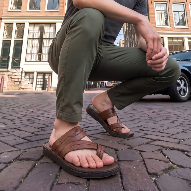 Mochi Men Tan Casual Slippers (SKU: 16-1430-23-40)