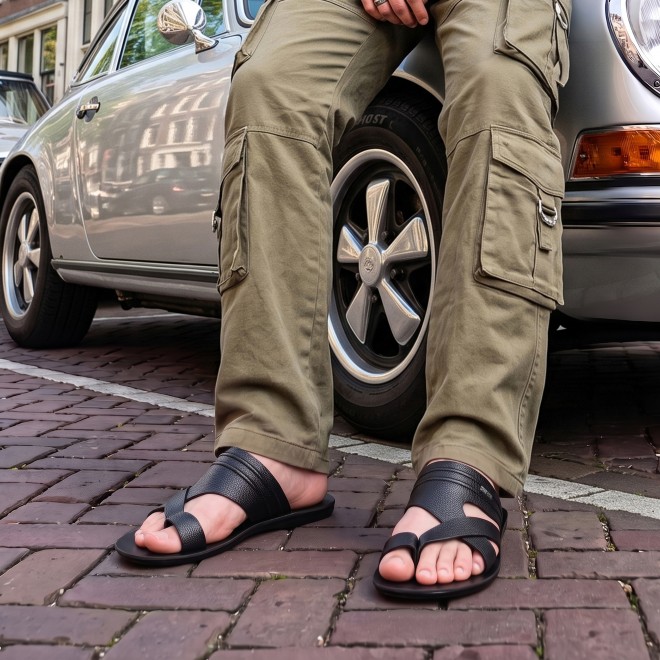 Mochi Men Black Casual Slippers (SKU: 16-1440-11-39)
