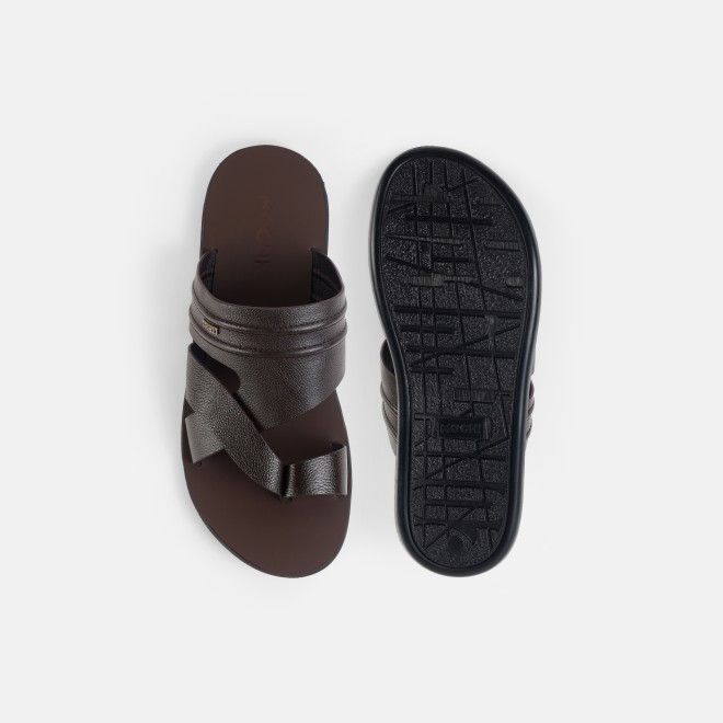 Mochi Men Brown Casual Slippers (SKU: 16-1440-12-39)
