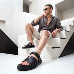 Mochi Men Black Casual Slippers
