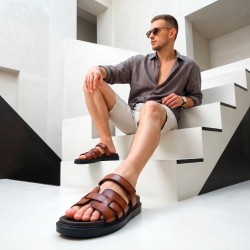 Mochi Men Tan Casual Slippers