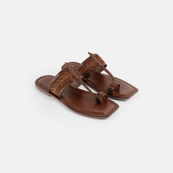 Mochi Men Tan Ethnic Kolhapuris (SKU: 16-1454-23-39)
