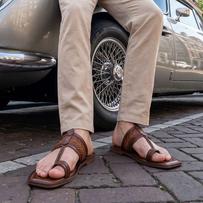 Mochi Men Tan Ethnic Kolhapuris (SKU: 16-1454-23-39)
