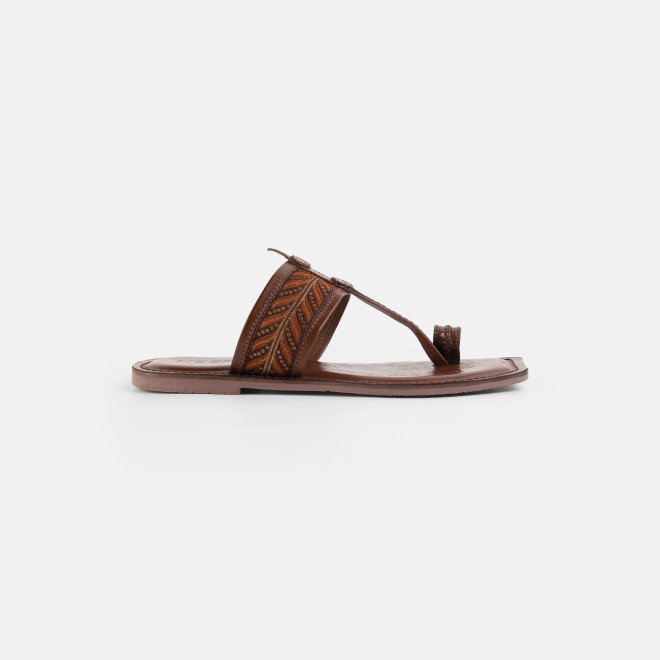 Mochi Men Tan Ethnic Kolhapuris (SKU: 16-1454-23-39)