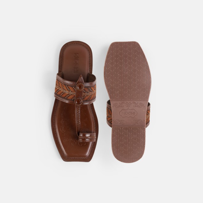 Mochi Men Tan Ethnic Kolhapuris (SKU: 16-1454-23-39)