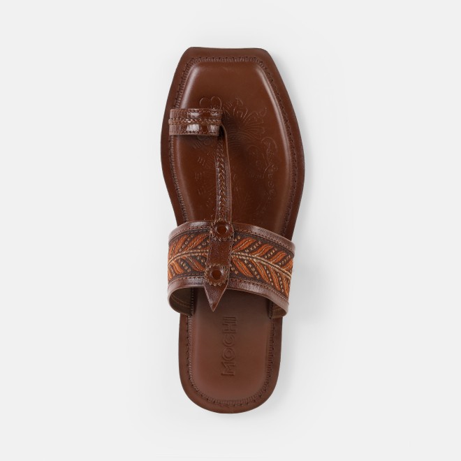 Mochi Men Tan Ethnic Kolhapuris (SKU: 16-1454-23-39)