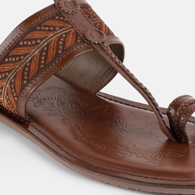 Mochi Men Tan Ethnic Kolhapuris (SKU: 16-1454-23-39)