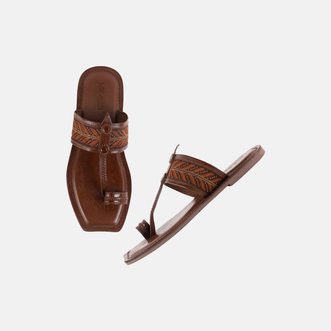 Mochi Men Tan Ethnic Kolhapuris (SKU: 16-1454-23-39)